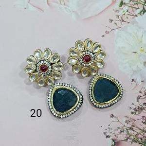 Bridal Kundan Choker Necklace and <b>Jhumka</b> <b>Earrings</b> Set with Red Beads and American Diamonds Perfect for Weddings and Festive Wear - Product Image 1