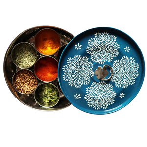 Boîte à épices en acier inoxydable conteneur imprimé fleur cuisine organisation conteneur boîte et support support meilleur prix - Product Image 1