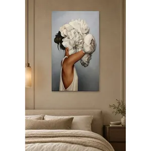 Impresión en lienzo de la figura de una mujer con peonía blanca de Fida - Product Image 4