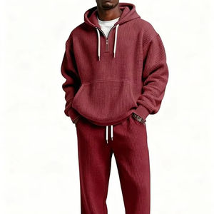 Conjunto Deportivo Informal con Logotipo Personalizado y Diseño de Costura, Sudadera con Capucha y Pantalones Deportivos para Hombre - Product Image 1