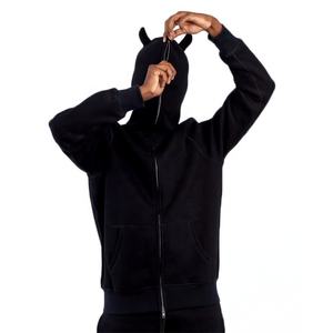 Sudadera con Capucha Personalizada de DEC Garment, Estilo Hip Hop, con Decoración de Cuernos, Logotipo con Impresión Puff, Cierre Completo para Hombre - Product Image 1