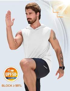 เสื้อฮู้ดแขนกุดผู้ชายมีฮู้ดน้ำหนักเบาและระบายอากาศได้ดีเหมาะสำหรับการฝึกออกกำลังกายหรือชุดลำลอง - Product Image 2