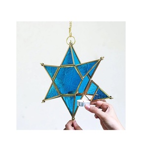 โคมไฟและขวดโหลทำจากแก้วรูปทรงดาวทำจากโลหะอุปกรณ์ตกแต่งสวนแบบแขวน - Product Image 3