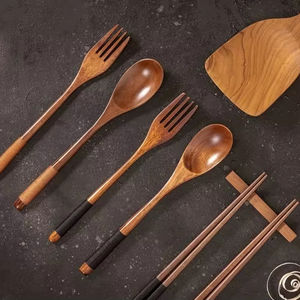 Juego de cena de bambú natural sostenible personalizable al por mayor colección de utensilios de cocina - Product Image 1