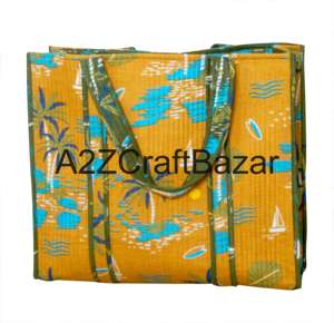 Sac fourre-tout en coton ethnique bohème indien pour femmes, matelassé, fait à la main avec un imprimé floral en blocs, écologique, usage quotidien, grossistes - Product Image 6