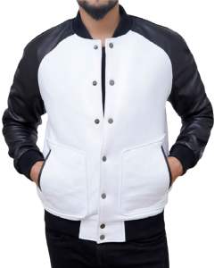 Veste bomber varsity chaude pour homme, prix abordable, style tendance, toile, col montant, logo frontal, fermeture à pression, bordure côtelée, streetwear OEM, coupe ajustée - Product Image 5