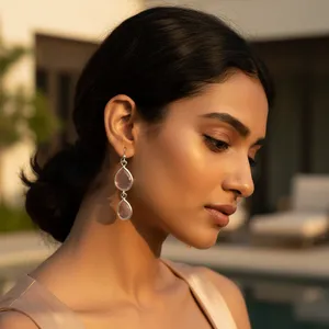 Pendientes de Plata con Piedras Preciosas Rosadas para Mujer, Idea de Regalo Elegante - Product Image 2