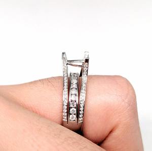 Anillo de bodas Micro Pave de trillón de Plata de Ley 925 de 8mm, banda ancha Triple, semi montaje con ajuste de piedra de punta, joyería para mujer - Product Image 6