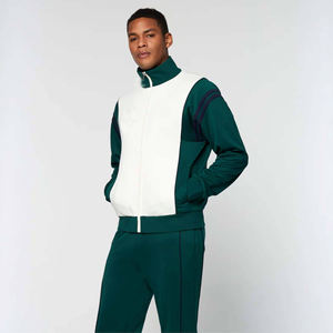 Chaqueta Deportiva con Cordón de Dos Tonos Ecológica con Logotipo Personalizado para Hombre, Ropa Deportiva de Invierno Blanca y Verde, Panel en Contraste - Product Image 2