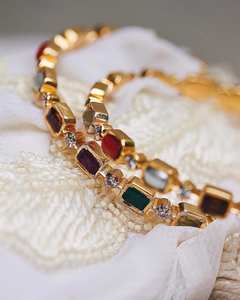 24 Carat Solid Gold Plated Handmade <b>Bracelet</b> Exclusive Premium Quality Kundan Bangles in Multi Color Stones - Product Image 1