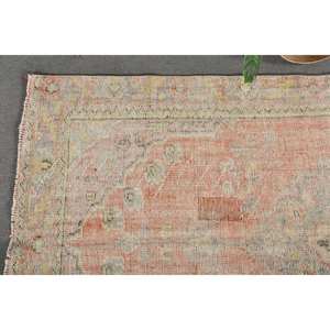 Classic Pink Beige Vintage <b>Turkish</b> <b>Rug</b> 5.4 X 9.4 ft Handmade Patchwork Design Wool Bamboo Silk Latex Living Hallway Rectangle - Product Image 3