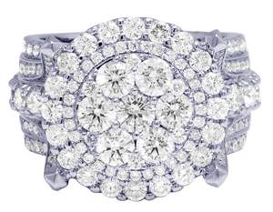 Bague exclusive en or blanc 10 carats avec diamants de laboratoire, style floral, sertie de diamants, bijoux de fête pour hommes - Product Image 1