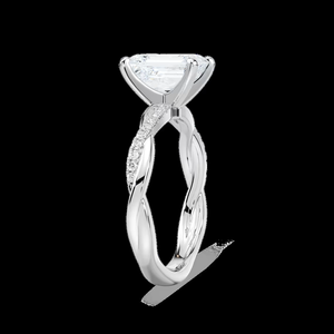 Anillo de compromiso con diamante cultivado en laboratorio de corte esmeralda de 1.10 quilates, certificado por IGI, oro macizo de 14k con vástago trenzado - Product Image 2