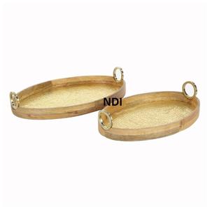 Decoración de mesa de cena con acabado antiguo, bandeja de servicio, uso multiusos, bandeja de Metal para servir desayuno, Decoración de mesa - Product Image 3