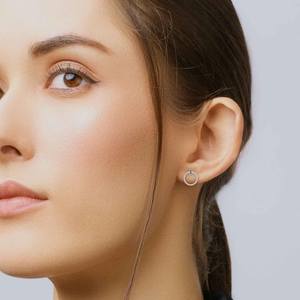 10k Solid <b>Gold</b> Round Baguette Round Cut Lab Grown Diamond Stud <b>Earrings</b> Screw <b>Back</b> <b>Earrings</b> Lab Diamond Halo <b>Earrings</b> CVD Diam - Product Image 3