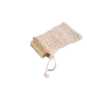 Sac économiseur de savon en Sisal naturel bon marché zéro déchet maille barre de savon luffa sac de savon pochette pour la douche