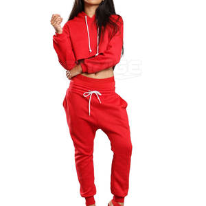 Trendy Winter Hooded Casual Crop <b>Top</b> Tracksuit Set Soft Fabric Premium Quality <b>Stitching</b> Eco-Friendly Breathable Quick Dry - Product Image 1