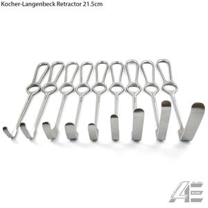 Juego de 9 Retractores Kocher Langenbeck para Heridas, 21 cm, Punta Biselada, Instrumento Quirúrgico, ODM OEM LA ELAHI and CO - Product Image 3