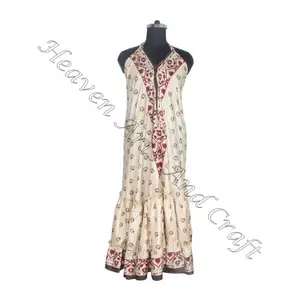 Hippy Boho giyim yaz gündelik giyim Bohemian Vintage ipek Sari kadınlar uzun moda Maxi elbise bayanlar zarif akşam elbisesi