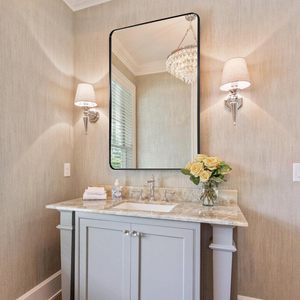 Wall Mirror for Bathroom, Mirror for Wall with Black <b>Metal</b> <b>Frame</b> - Product Image 2