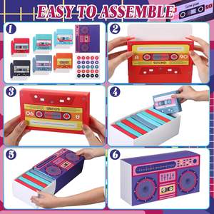 กล่องของชำร่วยงานปาร์ตี้นีออนยุค 80s 90s จำนวน 24 ชิ้น กล่องของขวัญงานปาร์ตี้รูปเครื่องเล่นวิทยุ ปฏิทินนับถอยหลัง ของตกแต่งแนวฮิปฮอป รูปเทปคาสเซ็ต - Product Image 4