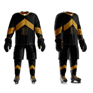 Uniforme de hockey sur glace personnalisé 100% polyester de haute qualité, extensible dans les quatre sens, respirant, avec logo sublimé, design du nom de l'équipe - Product Image 1