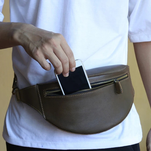 Bolso Bandolera de Piel Genuina al por Mayor, Riñonera Cruzada de Moda, Mini Bolso de Hombro de Piel para Teléfono para Hombre - Product Image 4
