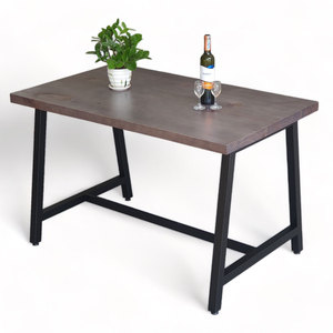 Rectangular <b>Dining</b> <b>Table</b> 120x70cm Industrial-Style Minimalist Pine Wood A-Shaped Iron Legs Stable Assembled Walnut Wood - Product Image 2