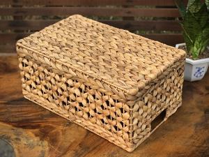 Cesta de Almacenamiento Artesanal Tejida a Mano con Jacinto de Agua, Diseño Rectangular Abierto, Organizador de Fibra Natural para Decoración del Hogar, de Vietnam - Product Image 5