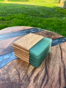 Premium Set of 4 Walnut and Maple Wood Coasters Holiday Gift for <b>Coffee</b> Beer Walnuts Perfect Mats & <b>Pads</b> - Product Image 5