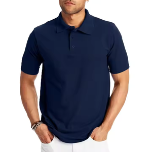 Polo de manga corta para hombre, estilo casual elegante, color liso, con logotipo personalizado, calidad premium, venta al por mayor, corte regular, color negro. - Product Image 3