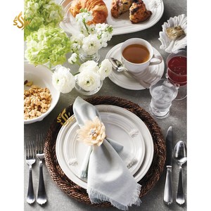 Chargeur tissé plaqué Design élégant rotin forme ronde assiette de service alimentaire de qualité supérieure assiette de pièce maîtresse au prix le plus bas - Product Image 5