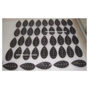 Support à bâtonnets d'encens en pierre ollaire naturelle de forme de feuille de couleur noire de style antique pour temple décoratif au meilleur prix bas - Product Image 1