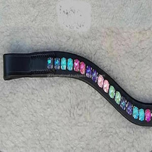 Banda de cuero suave hecha a mano para cejas de caballo, hecho a medida con cristales multicolor de arco iris, banda ostentosa para cejas, pedido a granel - Product Image 6