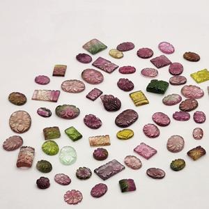 พลอยทัวร์มาลีนแกะสลักด้วยมือธรรมชาติแบบหลายธรรมชาติเครื่องประดับตกแต่งดีไซน์ดอกไม้ที่ไม่ซ้ำใครทำอัญมณีหลวมให้สีเล่น - Product Image 4