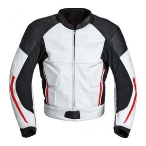 Veste en cuir de motocyclette en cuir de vachette imprimée Design perforé de grande taille - Product Image 1