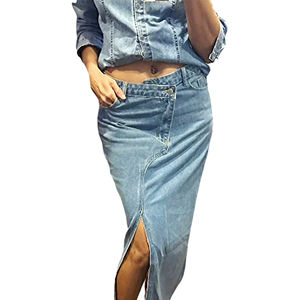 Mingwei Customn Gleufzoom Plus Size Gewassen <span class=keywords><strong>Maxi</strong></span> Denim Lange Jeansrokken Voor Dames - Product Image 6