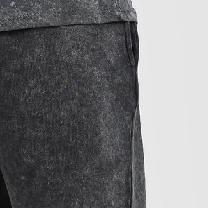 Pantalones cortos de chándal cómodos para hombre, pantalones cortos de algodón informales con estampado lavado ácido, pantalones cortos sólidos con logotipo personalizado para hombre - Product Image 4