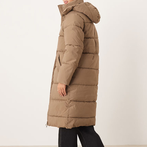 Vêtement décontracté de haute qualité OEM Manteau long en duvet matelassé pour femme Fermeture éclair intégrale Bouton de fermeture Manteau long en duvet matelassé pour femme Manteau d'hiver - Product Image 5