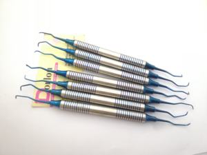Curettes Gracey dentaires enduites de titane bleu 7 pièces ensemble poignée creuse Curette parodontale en acier inoxydable Instruments dentaires - Product Image 2
