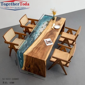 Table de salle à manger ou table basse en bois de noyer américain avec résine époxy, pour la décoration de la maison et du salon - Product Image 4