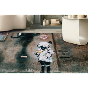 Tapis imprimé : design unique Banksy Space Girl & Bird, tapis en velours de luxe - Product Image 1