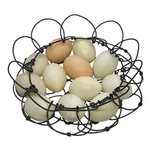 Cesta de almacenamiento de huevos de alambre de Metal negro de hierro negro mate muerto con forma redonda en cesta de almacenamiento de cesta Floral de Pascua - Product Image 1