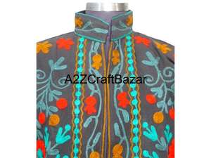 Most Selling Indian Handmade Floral Embroidery Cotton Bomber Jacket for Women Long Sleeves Party Wear Autumn - Product Image 3