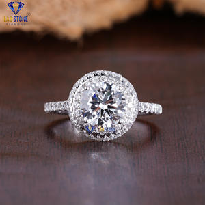 Bague en or blanc avec diamant taillé rond 3.867 TDW par Lab-Stone/Bague en diamant féminine et éblouissante/couleur EF-VS - Product Image 1