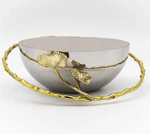 Cuenco de metal abstracto de plata Premium con acento decorativo moderno de diseño increíble para decoración de lujo para el hogar y la Oficina - Product Image 1