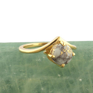 แหวนงานฝีมือทำจากทองแดง Howlite,แหวนซ้อนกันได้24K ชุบทองรูปทรงกลมหรูหราแหวนซ้อนกันได้8US - Product Image 4