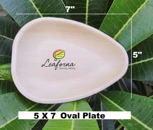 Plaque de feuille de palmier ovale compostable premium 7x5 assiette compacte biodégradable jetable collations fêtes événements 50pcs ensemble fournisseur - Product Image 2