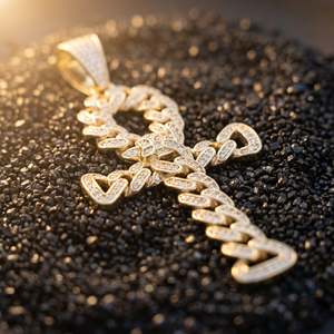Colgante Ankh de Lujo con Pavé de Circonitas, Plata Pulida, Completamente Adornado con Piedras, Símbolo Egipcio, Joyería de Calle de Lujo - Product Image 5