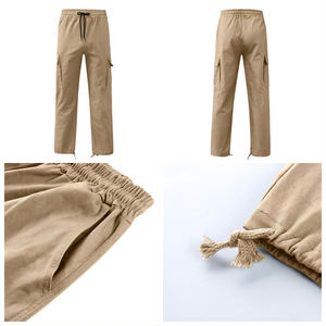 Verano Cargo múltiples bolsillos lisos cómodos pantalones holgados Cargo pierna recta pista de nailon para hombres pantalones con logotipo personalizado - Product Image 5